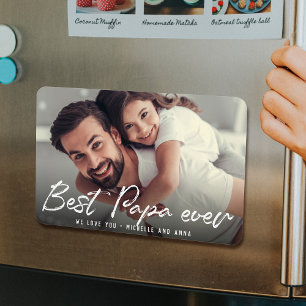 Magnet Flexible BEST PAPA JAMAIS Moderne Script photo