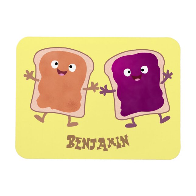 Magnet Flexible Beurre d'arachide mignonne et caricature sandwich  (Horizontal)