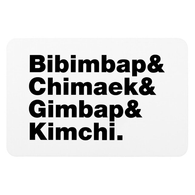 Magnet Flexible Bibimbap & Chimaek & Gimbap & Kimchi. Aliments cor (Horizontal)
