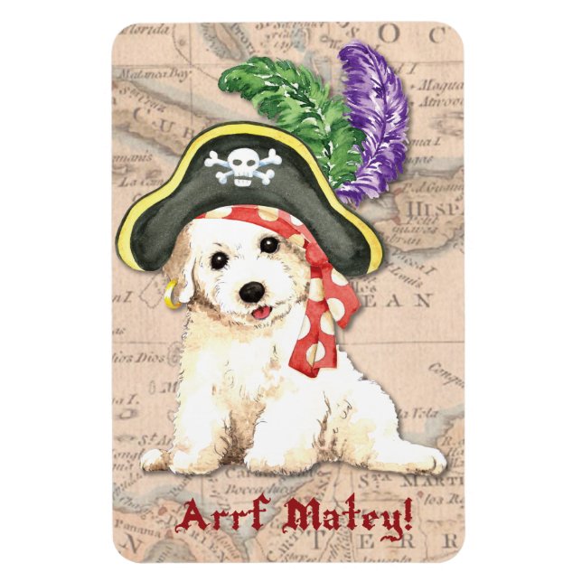 Magnet Flexible Bichon Frise Pirate (Vertical)