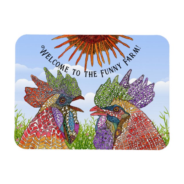 Magnet Flexible Bienvenue à la ferme amusante poulets (Horizontal)