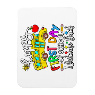 Magnet Flexible Bienvenue à l'école Joyeux premier jour Professeur