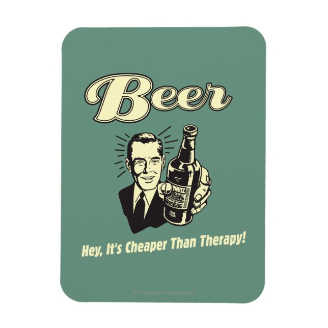Magnet Flexible Bière : Hey c'est moins cher que la thérapie (Vertical)