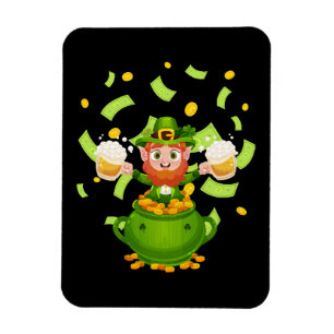 Magnet Flexible Bière Leprechaun irlandais Saint Patrick's Day