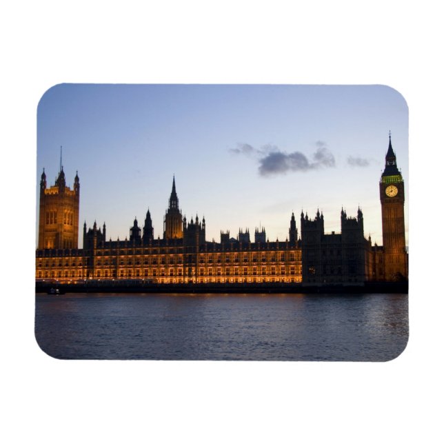 Magnet Flexible Big Ben et les Chambres du Parlement dans la ville (Horizontal)