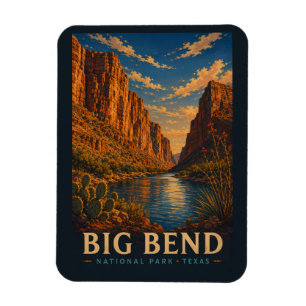 Magnet Flexible Big Bend National Park Texas Gravure sur bois mode
