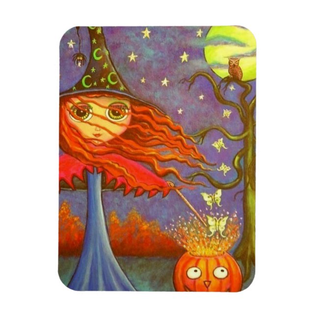 Magnet Flexible Big Eye Halloween sorcière magique Citrouille Luna (Vertical)