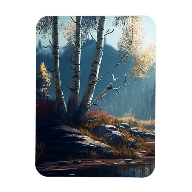 Magnet Flexible Birches Northern Ireland Round, Birch View (Vertical)