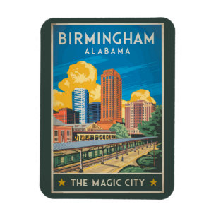 Magnet Flexible Birmingham Alabama Voyage Art Vintage