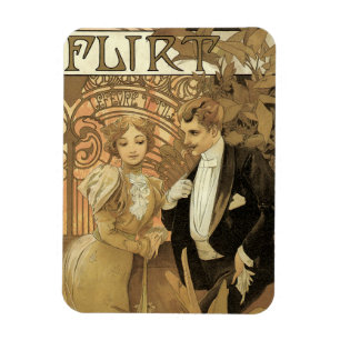 Magnet Flexible Biscuits Flirt Art Nouveau Vintage, Alphonse Mucha