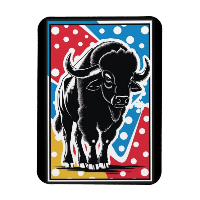 Magnet Flexible Bison - Buffalo Pop Art Vintage Retro (Vertical)