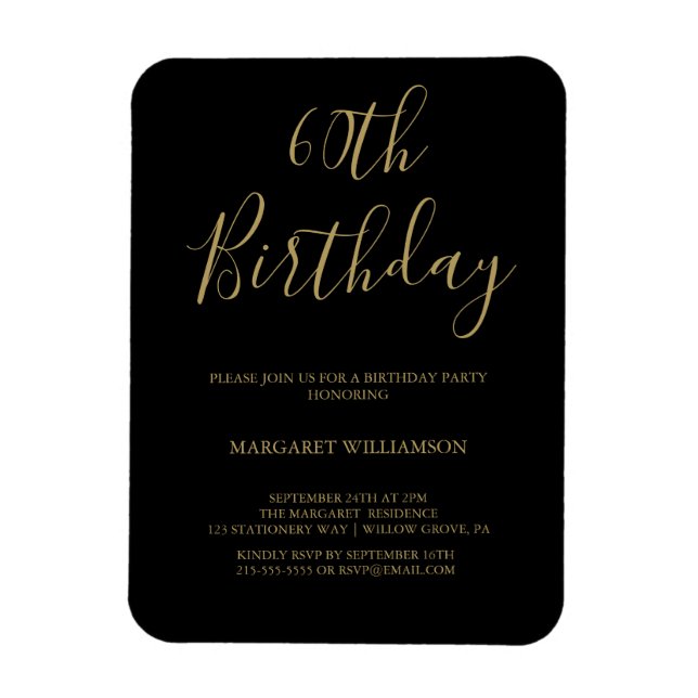 Magnet Flexible Black and Gold Modern Elegance Photo 60e anniversa (Vertical)