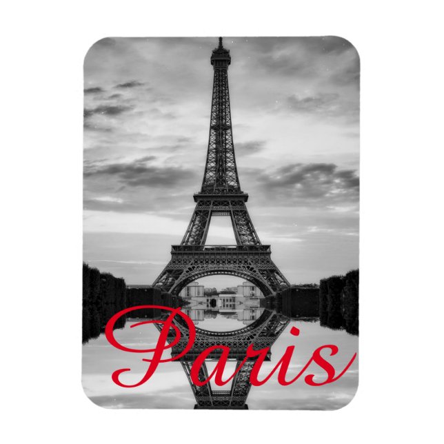 Magnet Flexible Black Blanc Tour Eiffel Paris Love City Travel (Vertical)