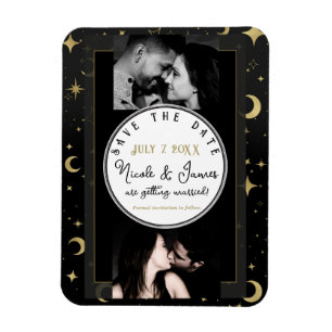Magnet Flexible Black & Gold Celestial Moon & Stars Enregistrer la