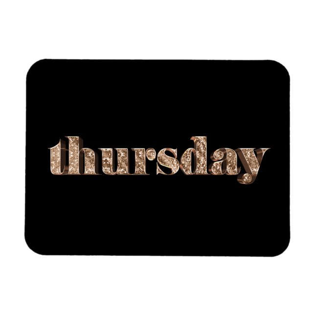 Magnet Flexible Black Gold Days of the Week Jeudi Typographie (Horizontal)