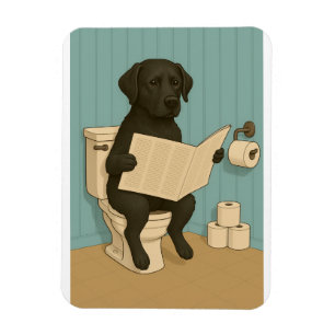 Magnet Flexible Black Labrador Lecture journal sur Toilet
