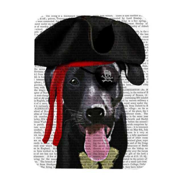 Magnet Flexible Black Labrador Pirate (Vertical)