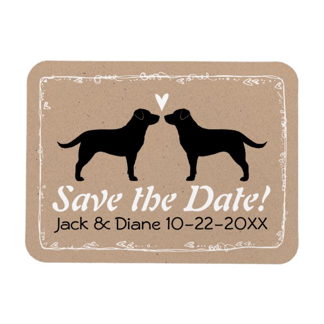 Magnet Flexible Black Labrador Retrievers Wedding Enregistrer la d (Horizontal)