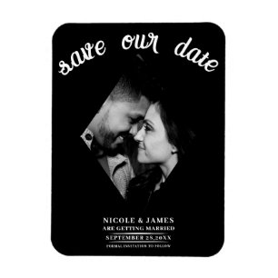 Magnet Flexible Black Minimal Diamond Photo Wedding Enregistrer la
