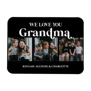Magnet Flexible Black Minimal Retro We Love You Grandma 3 Picture