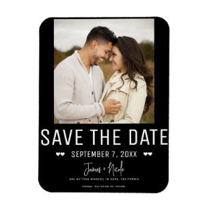 Magnet Flexible Black moderne Enregistrer la date Mariage photo