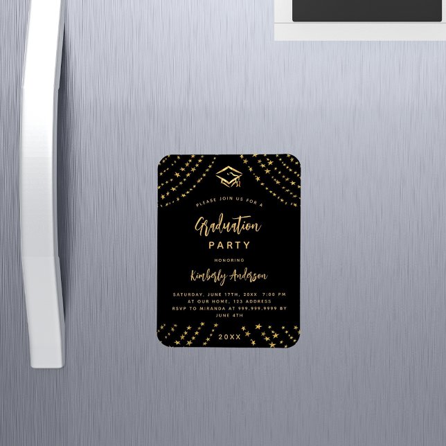 Magnet Flexible Black or stars moderne luxe fête de graduation (Créateur téléchargé)
