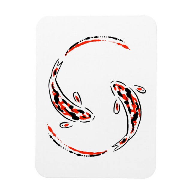 Magnet Flexible Black & Red Japanese Koi Fish Artistic (Vertical)