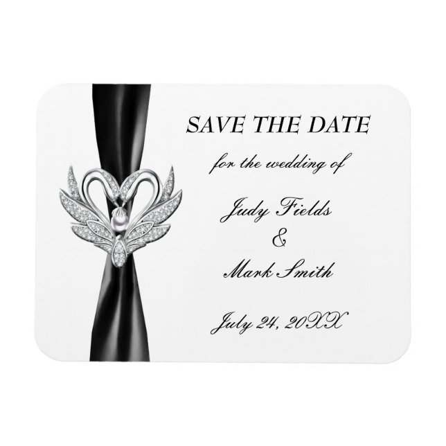 Magnet Flexible Black Ribbon Argent Swans Enregistrer le aimant Da (Horizontal)