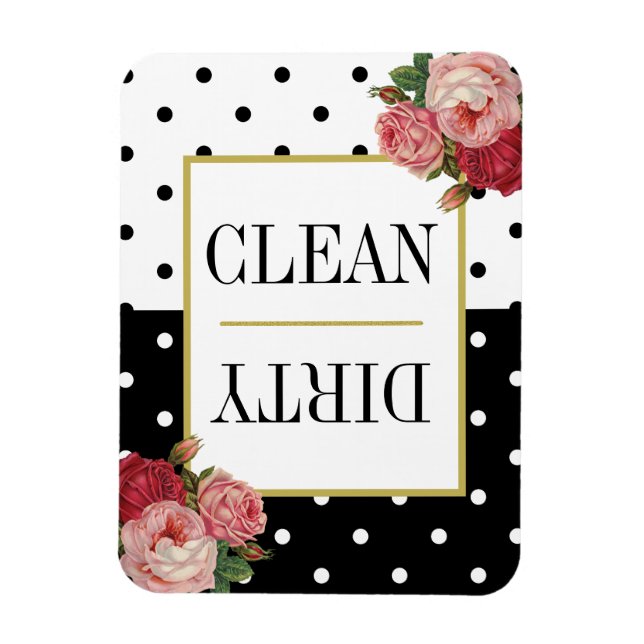 Magnet Flexible Black White Dots Amusants Floral Propre Lave-vaiss (Vertical)