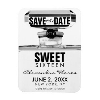 Magnet Flexible Black & White Fashion Sweet 16 ENREGISTRER LA DATE