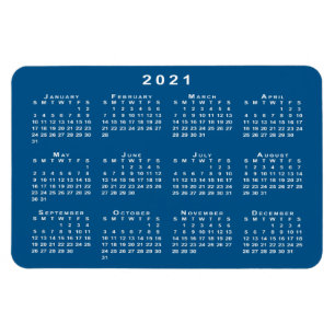 Magnet Flexible Blanc 2021 Calendrier Turquoise Arrière - plan ble
