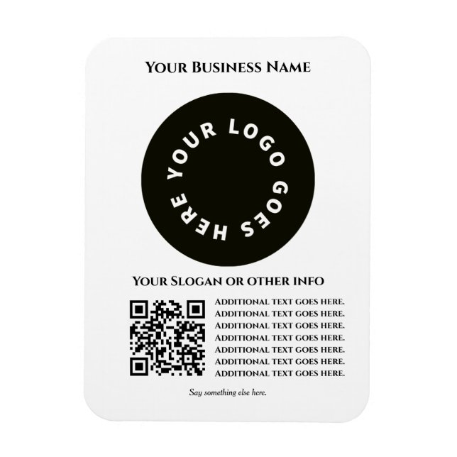 Magnet Flexible Blanc avec code QR ajoutez votre propre texte et l (Vertical)