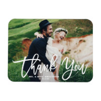 Blanc Lettres modernes Mariage photo Merci