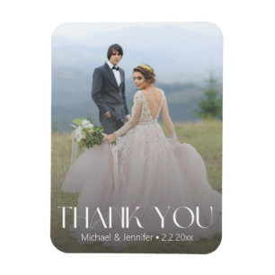 Magnet Flexible blanc remerciement photo de mariage typographie te