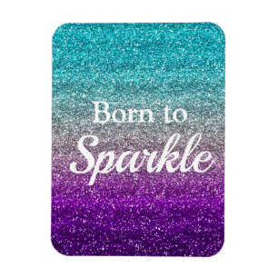 Magnet Flexible Bleu Argent Violet Pailleté Né pour Briller Luxe