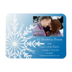 Magnet Flexible Bleu blanc Flocon de neige Mariage d'hiver Enregis