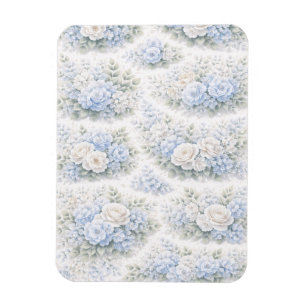 Magnet Flexible Bleu Clair Blanc Aquarelle Floral Élégant Romantiq