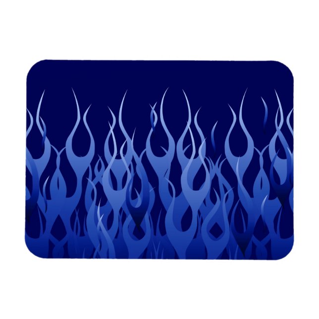 Magnet Flexible Bleu cool sur Blue Racing Flames décorative (Horizontal)