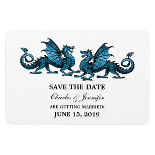 Magnet Flexible Bleu Elegant Dragons Enregistrer l'aimant Date