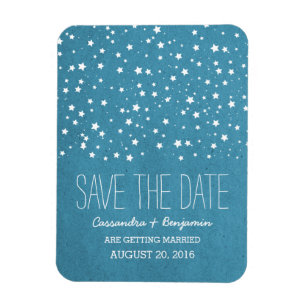 Magnet Flexible Bleu étoile nuit Enregistrer la date Premium Magne