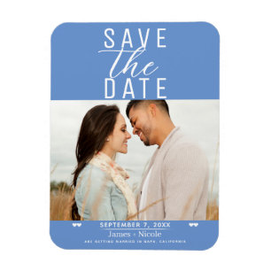 Magnet Flexible Bleu Myosotis Moderne Enregistrer la Date Photo de