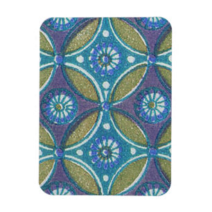 Magnet Flexible Bleu vert Rustique Boho Motif circulaire géométriq