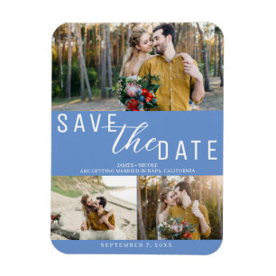 Magnet Flexible Bleuet Économisez la Date Mariage 3 Photos