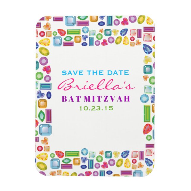 Magnet Flexible BLING BLING Gemstone Bat mitzvah Enregistrer la da (Vertical)