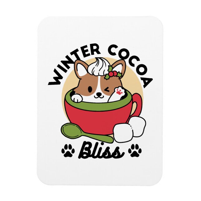 Magnet Flexible Bliss de cacao d'hiver - Chien mignon en mode Mug (Vertical)