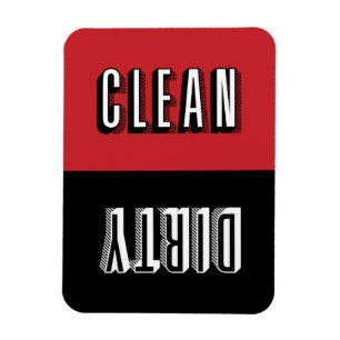 Magnet Flexible Blocs rouge et noir Typographie moderne Lave-vaiss