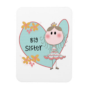 Magnet Flexible Blue Heart Princess Big Sister