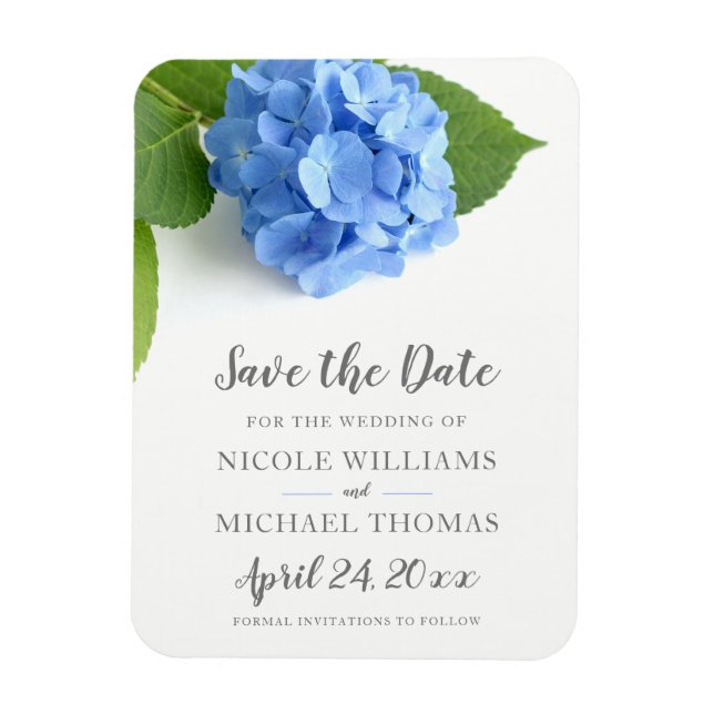 Magnet Flexible Blue Hydrangea Floral Enregistrer la date (Vertical)