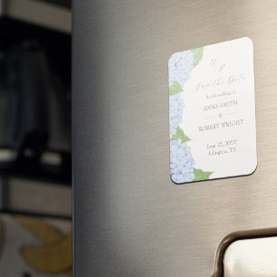 Magnet Flexible Blue Hydrangea Watercolor Wedding Enregistrer la d