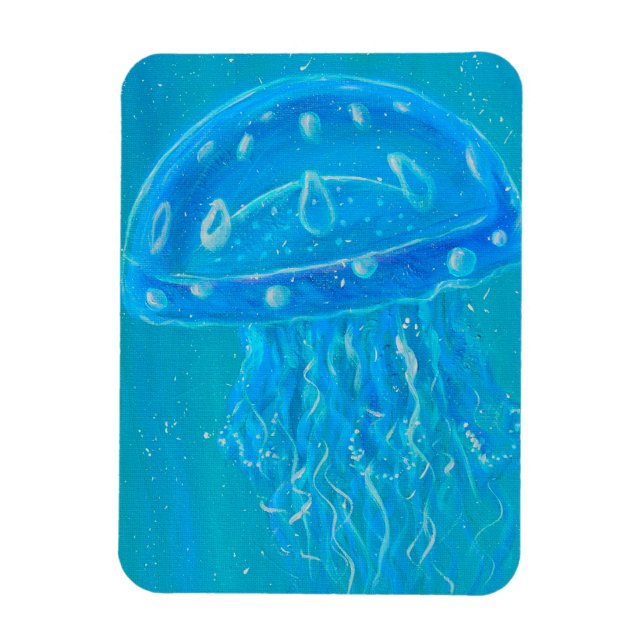 Magnet Flexible Blue Jellyfish Painting (Vertical)